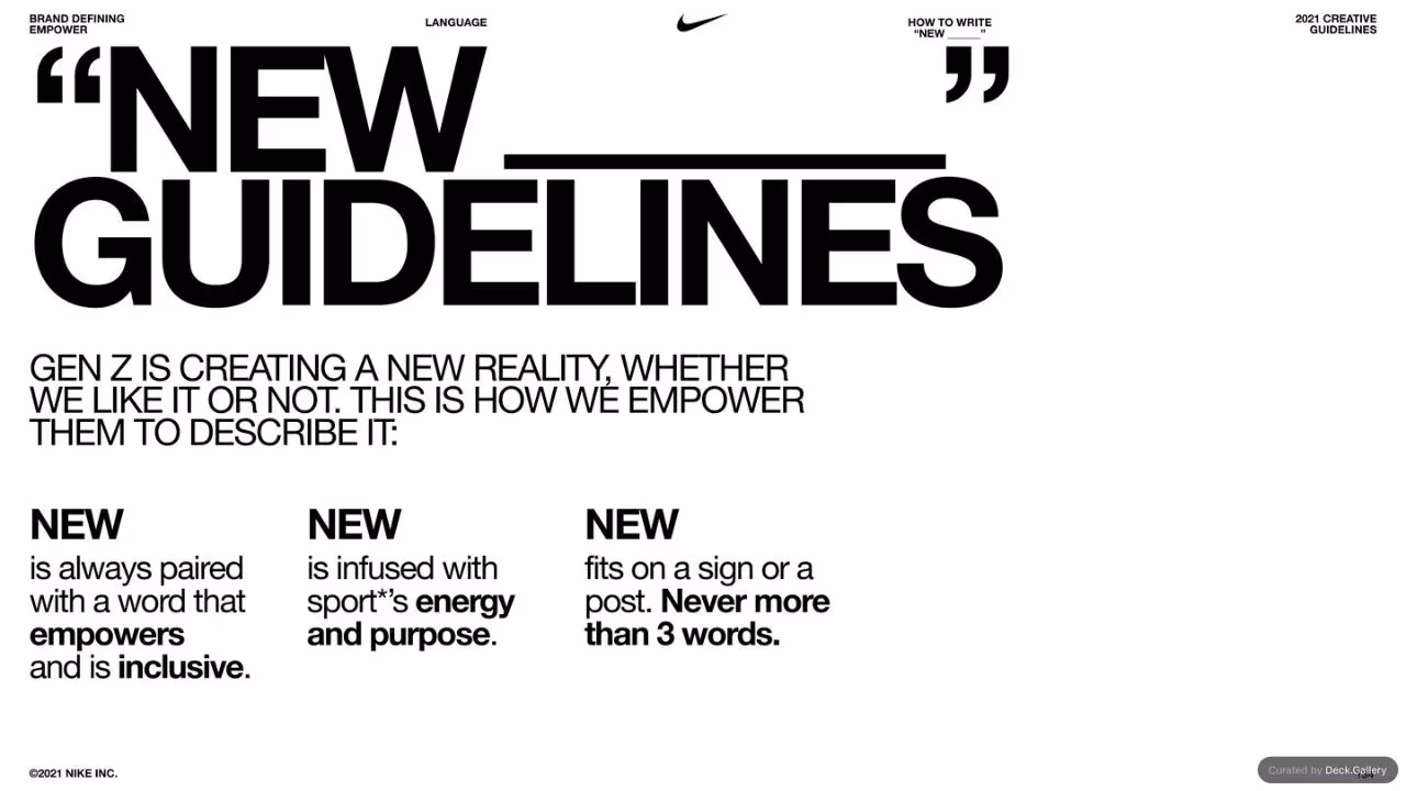 Nike Empower Creative Guidelines 2021, slide 134