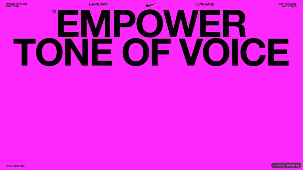 Nike Empower Creative Guidelines 2021, slide 137