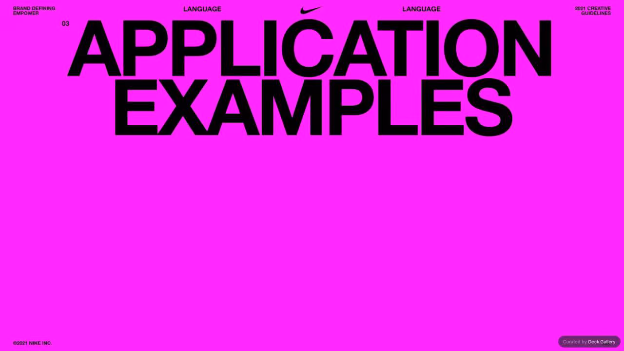 Nike Empower Creative Guidelines 2021, slide 143