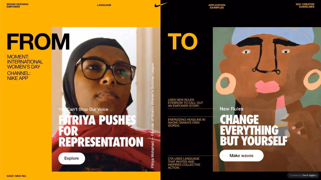 Nike Empower Creative Guidelines 2021, slide 145