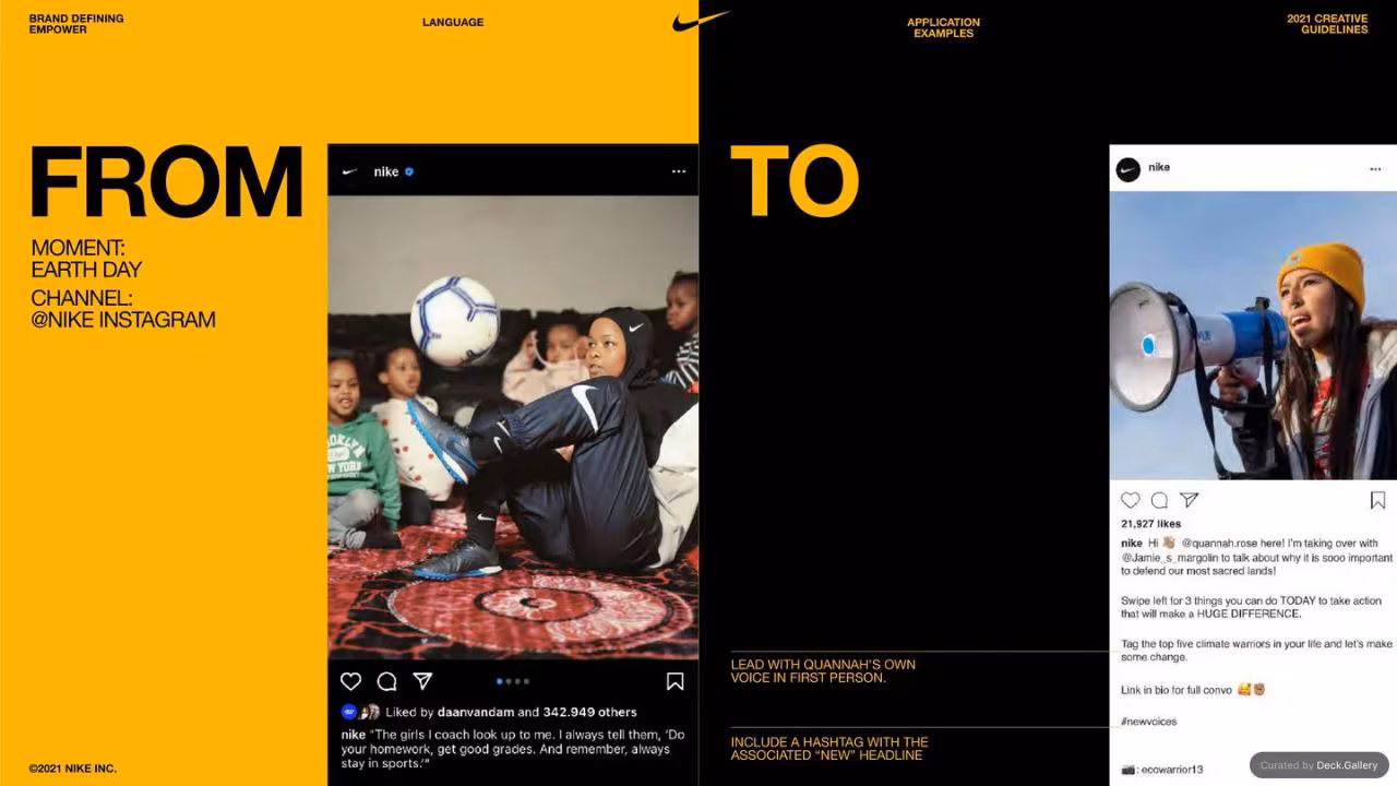 Nike Empower Creative Guidelines 2021, slide 146