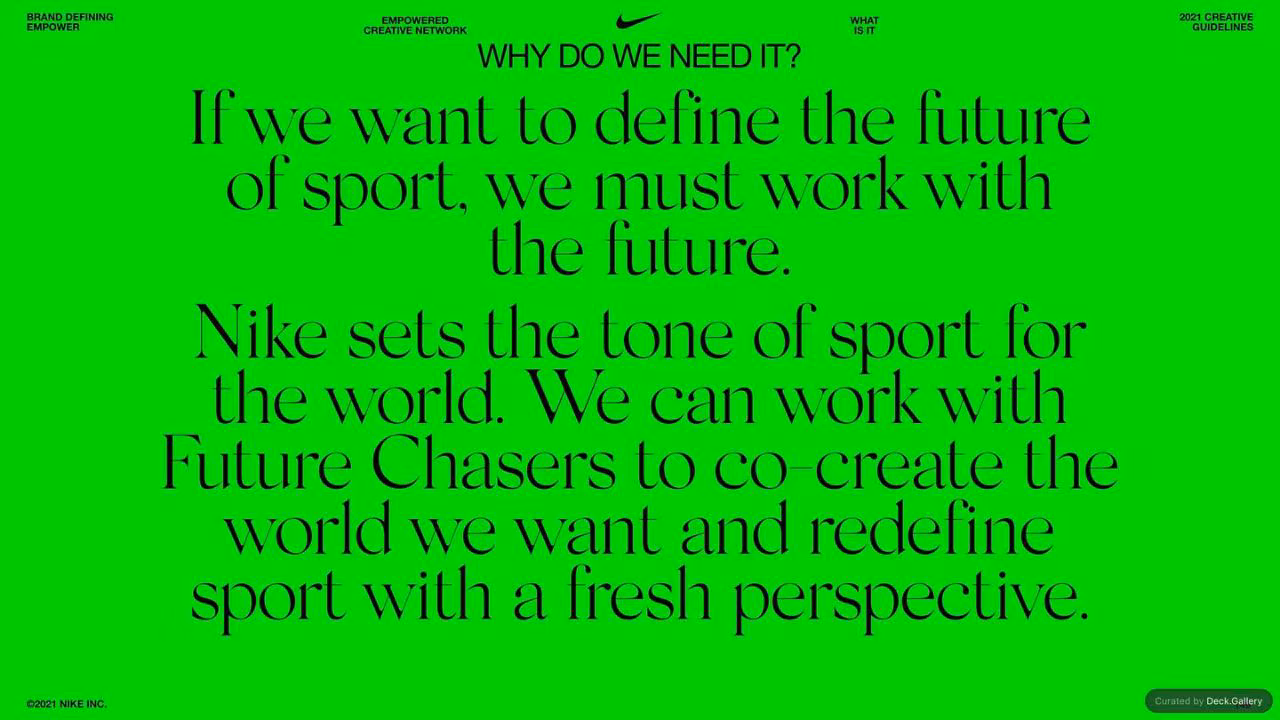 Nike Empower Creative Guidelines 2021, slide 149
