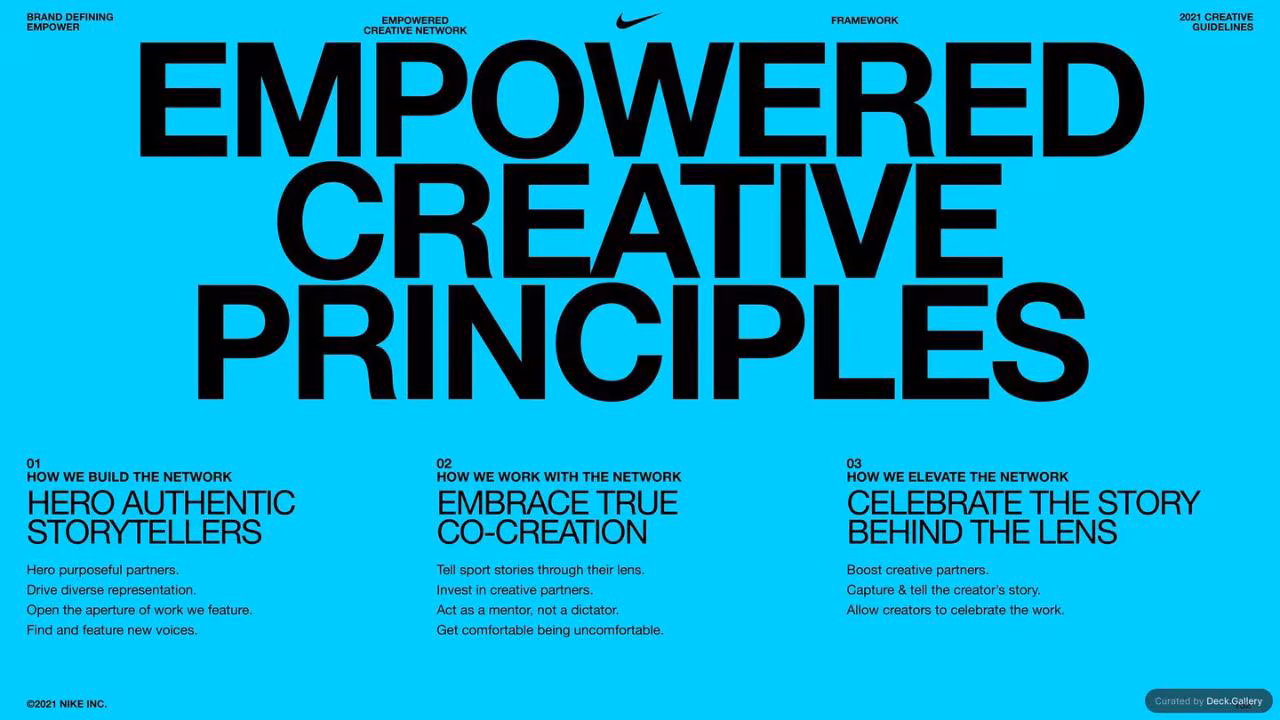 Nike Empower Creative Guidelines 2021, slide 152