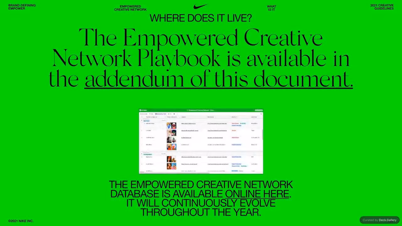Nike Empower Creative Guidelines 2021, slide 155