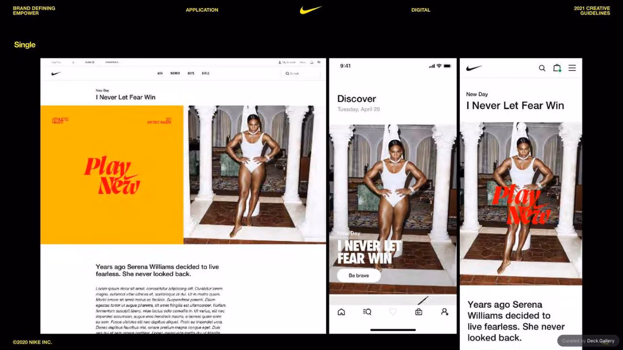 Nike Empower Creative Guidelines 2021, slide 162
