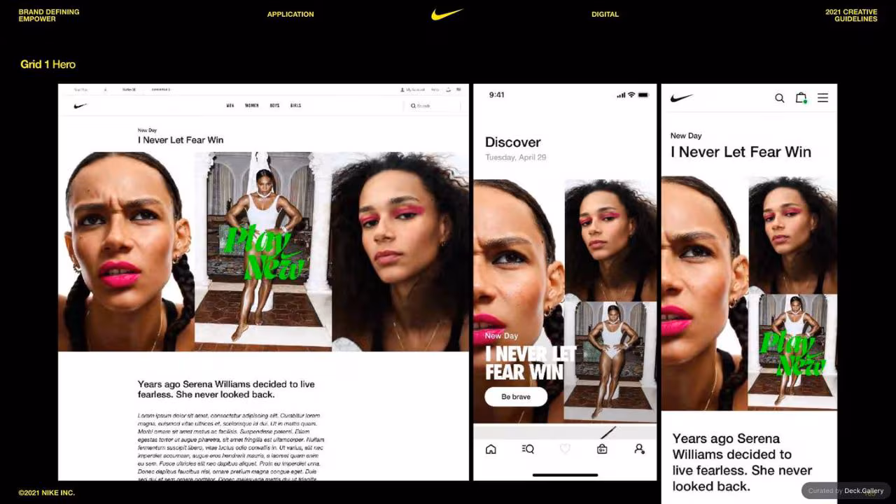 Nike Empower Creative Guidelines 2021, slide 165