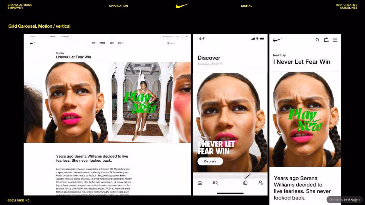 Nike Empower Creative Guidelines 2021, slide 168
