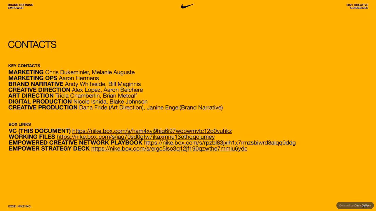 Nike Empower Creative Guidelines 2021, slide 211