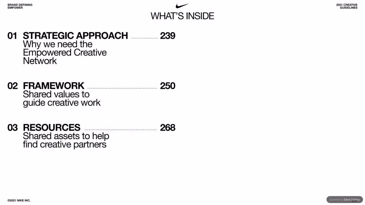 Nike Empower Creative Guidelines 2021, slide 215