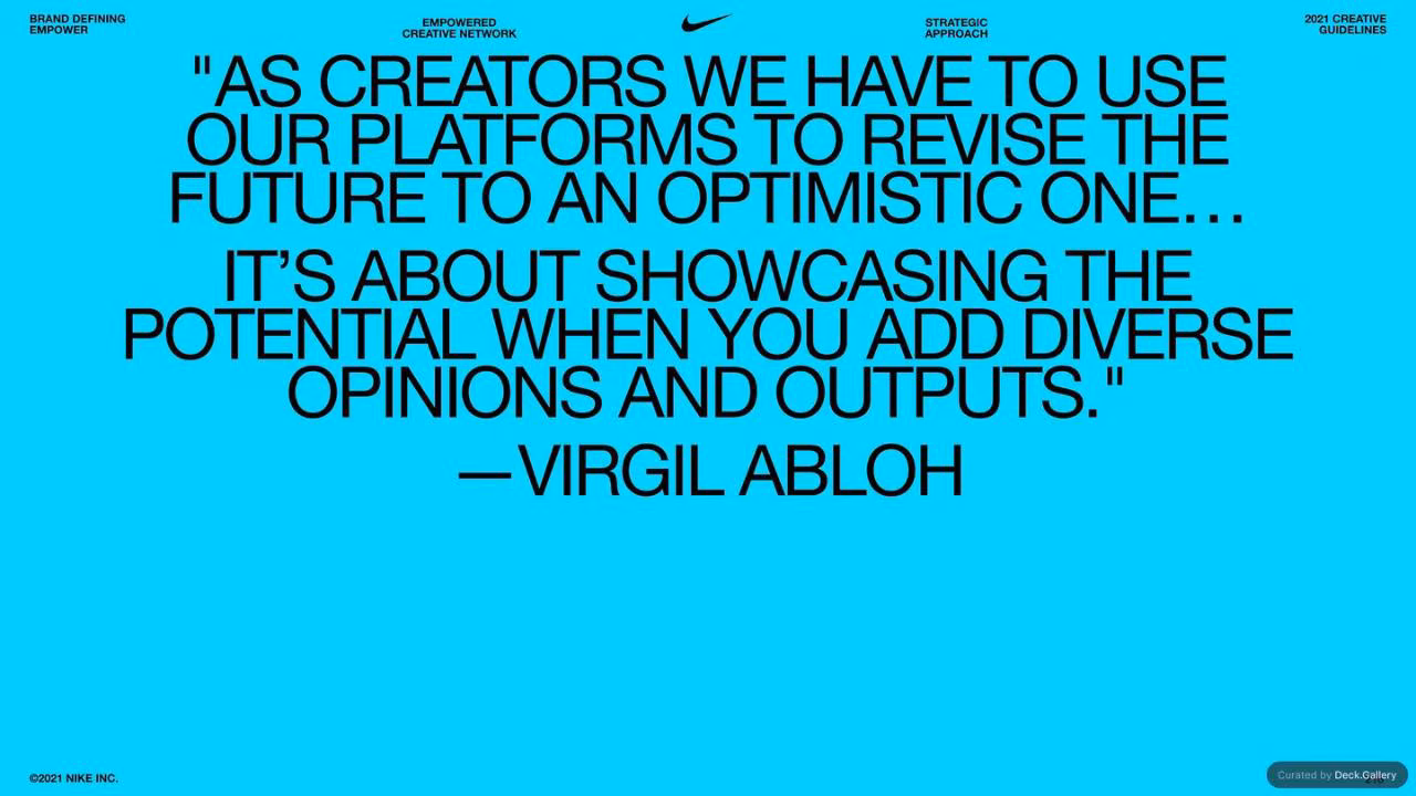 Nike Empower Creative Guidelines 2021, slide 216