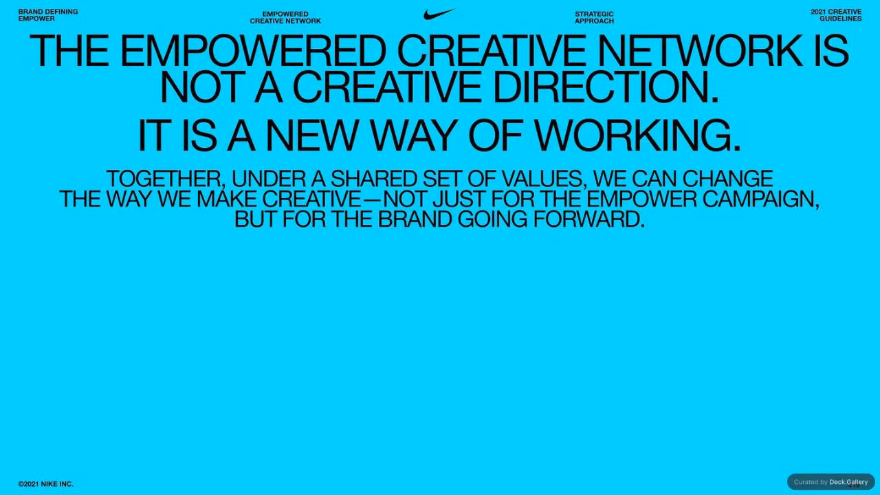 Nike Empower Creative Guidelines 2021, slide 219