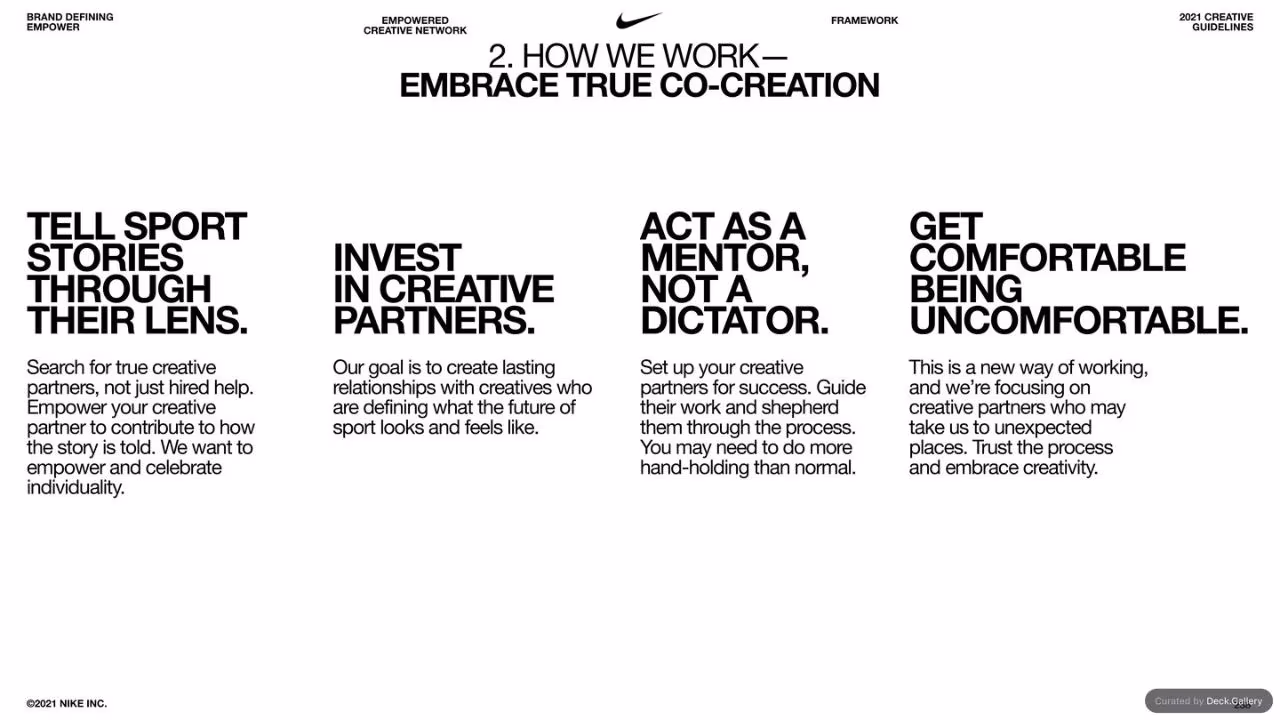 Nike Empower Creative Guidelines 2021, slide 238