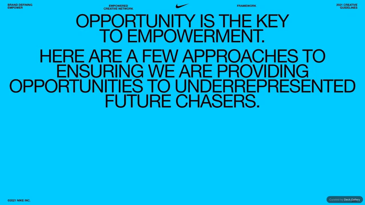 Nike Empower Creative Guidelines 2021, slide 244