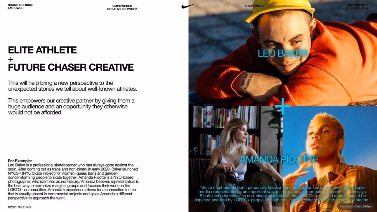 Nike Empower Creative Guidelines 2021, slide 245