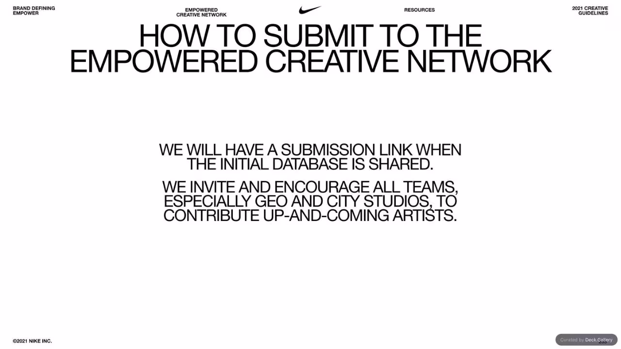 Nike Empower Creative Guidelines 2021, slide 253