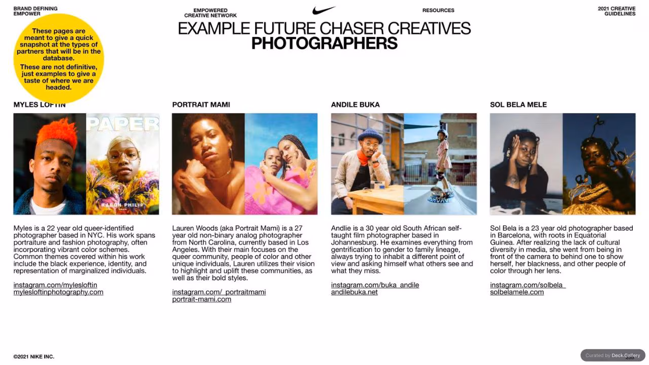 Nike Empower Creative Guidelines 2021, slide 255