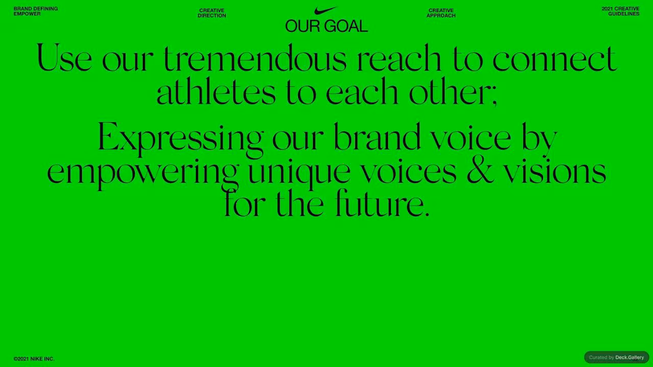 Nike Empower Creative Guidelines 2021, slide 32