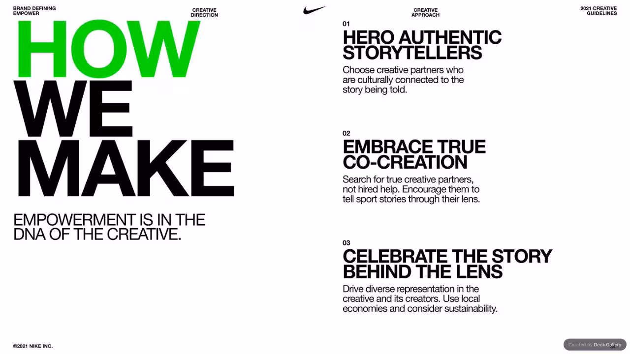 Nike Empower Creative Guidelines 2021, slide 34