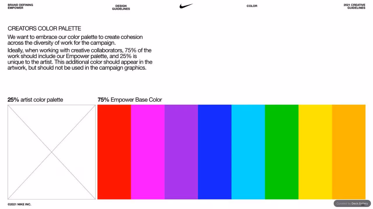 Nike Empower Creative Guidelines 2021, slide 65