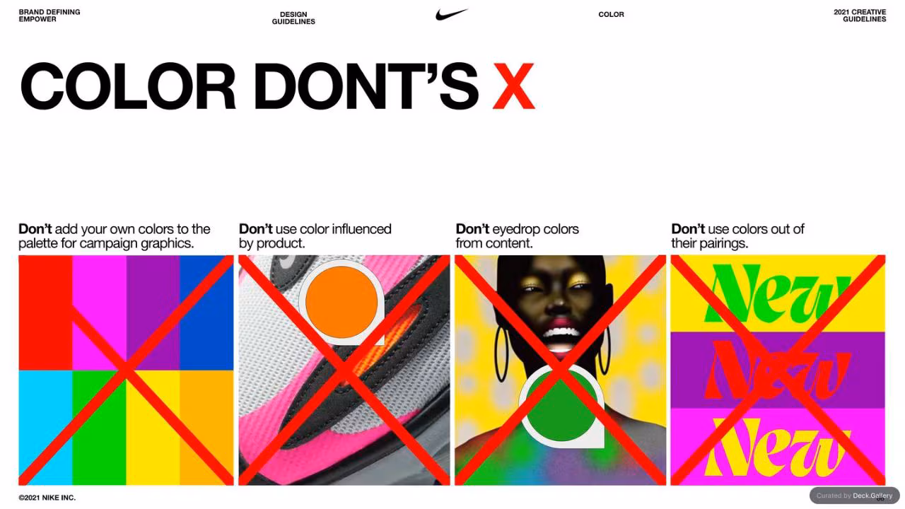 Nike Empower Creative Guidelines 2021, slide 66
