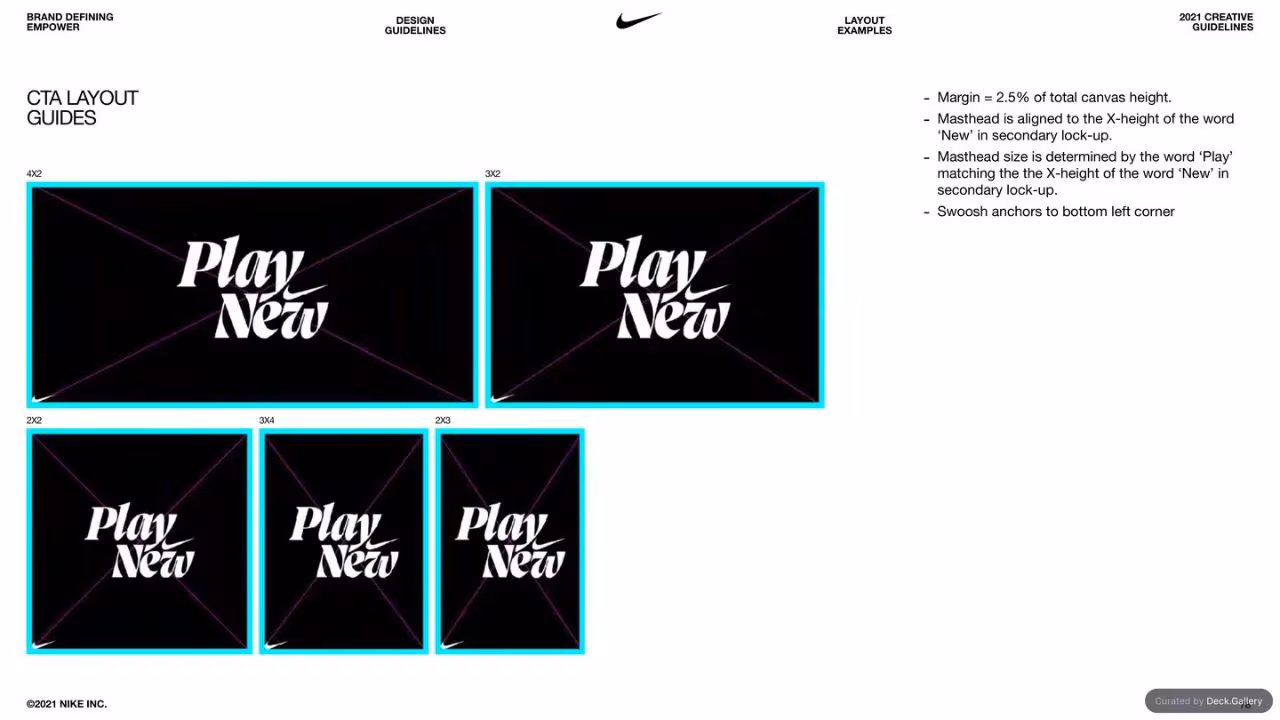 Nike Empower Creative Guidelines 2021, slide 78