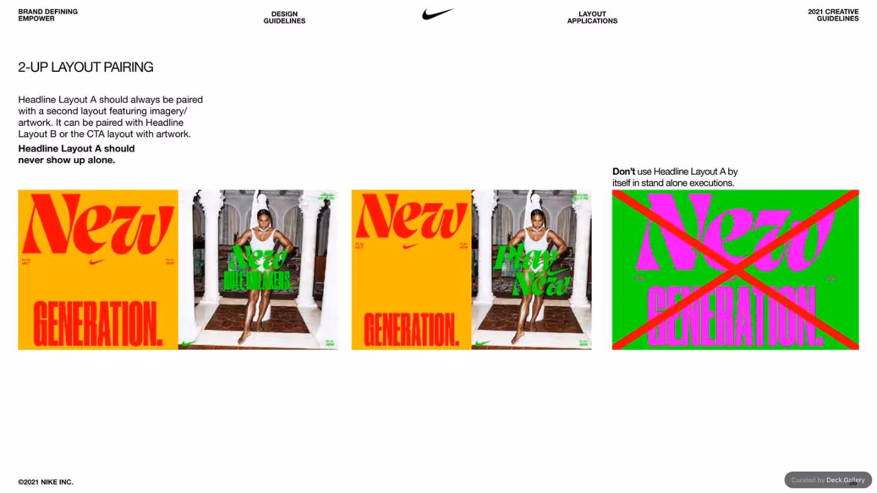 Nike Empower Creative Guidelines 2021, slide 86