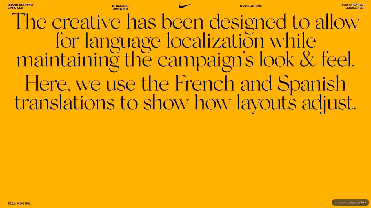 Nike Empower Creative Guidelines 2021, slide 89