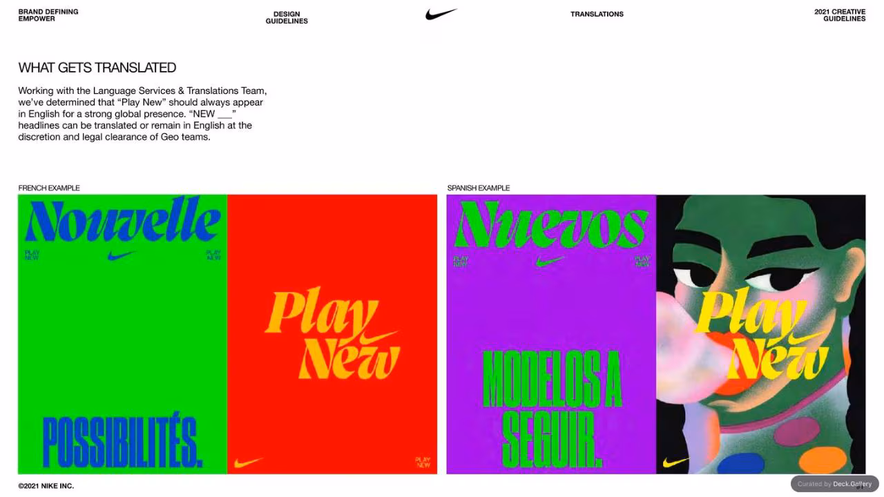 Nike Empower Creative Guidelines 2021, slide 91