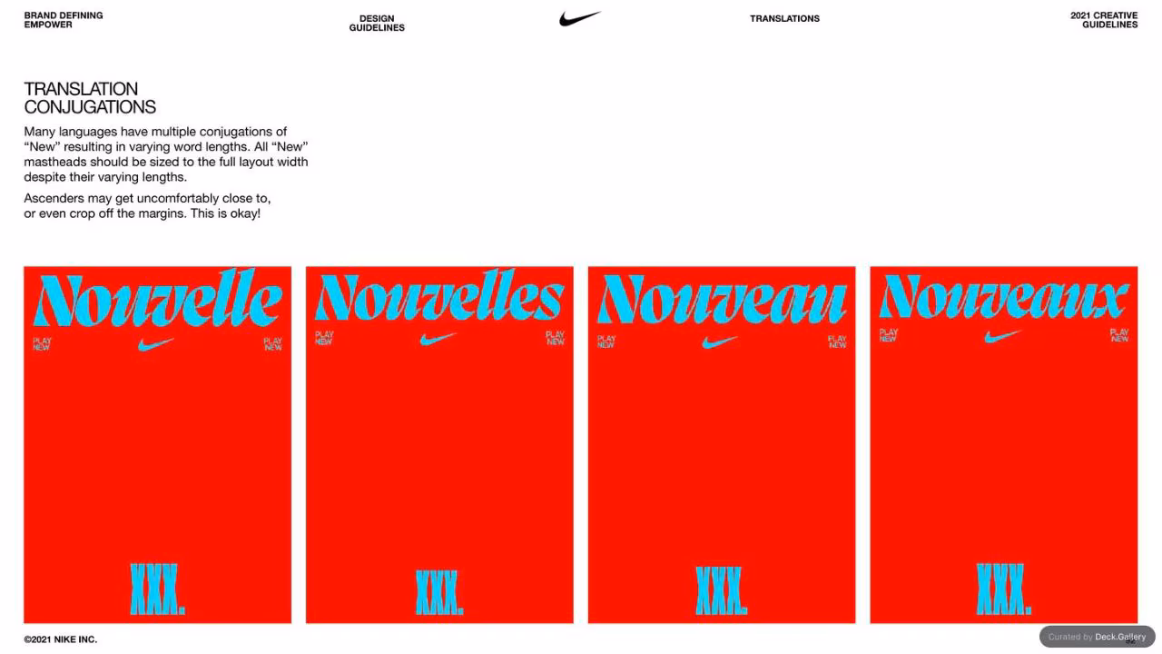 Nike Empower Creative Guidelines 2021, slide 92