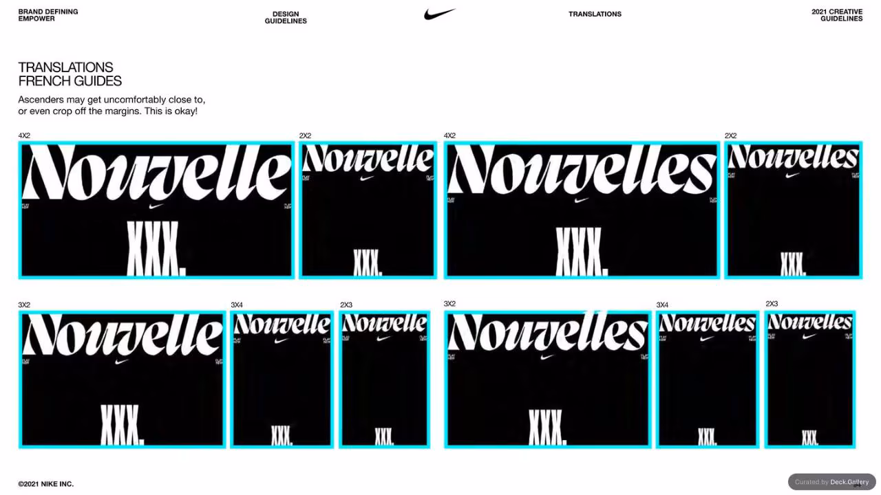 Nike Empower Creative Guidelines 2021, slide 94
