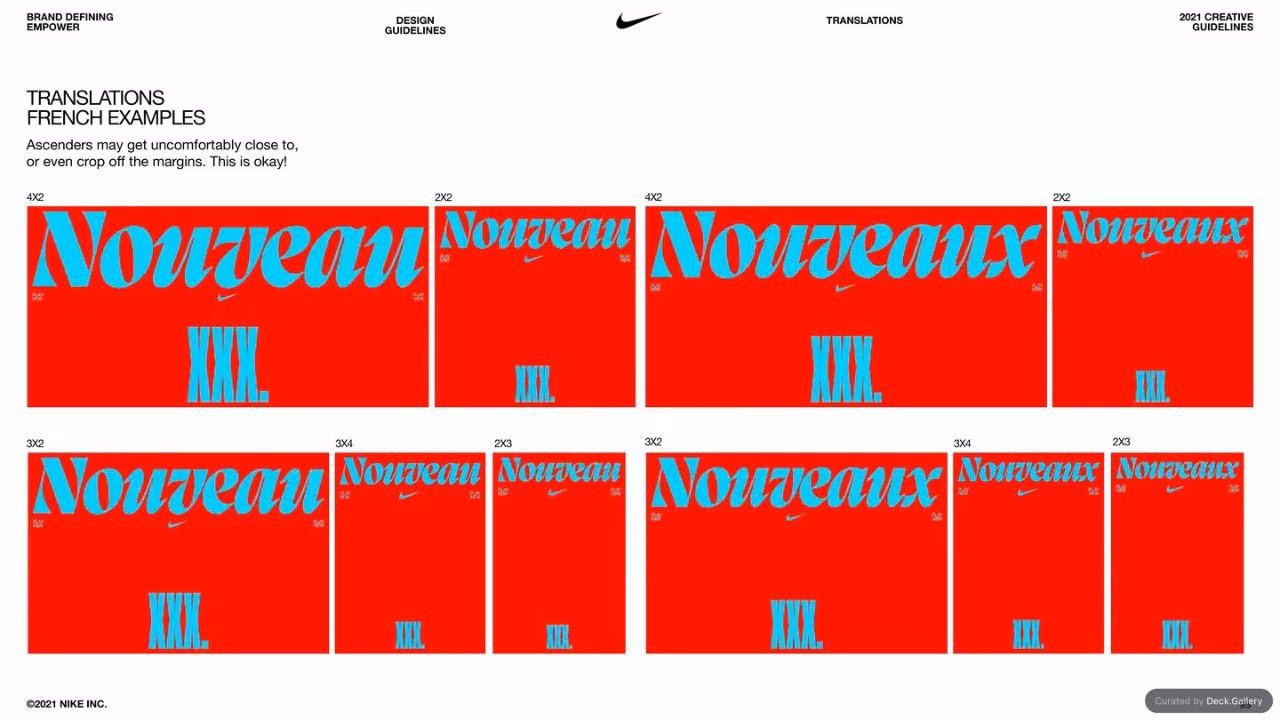 Nike Empower Creative Guidelines 2021, slide 95