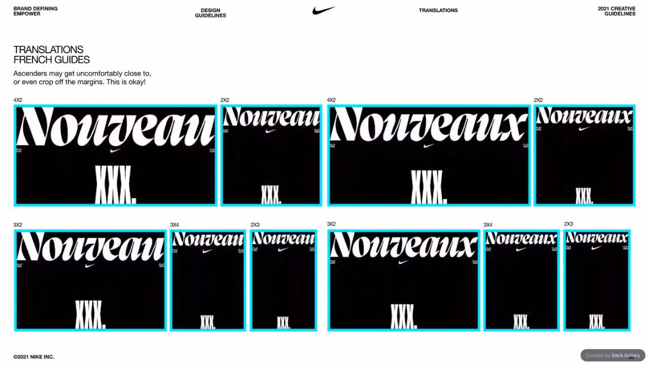 Nike Empower Creative Guidelines 2021, slide 96