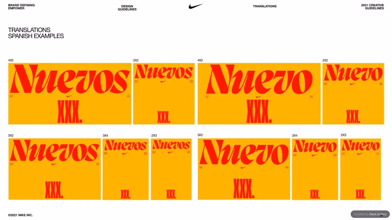 Nike Empower Creative Guidelines 2021, slide 98