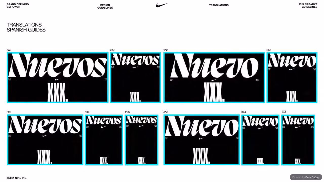 Nike Empower Creative Guidelines 2021, slide 99