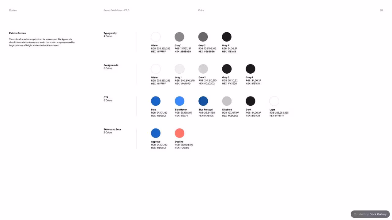 Oculus Brand Guidelines v2.0, slide 48