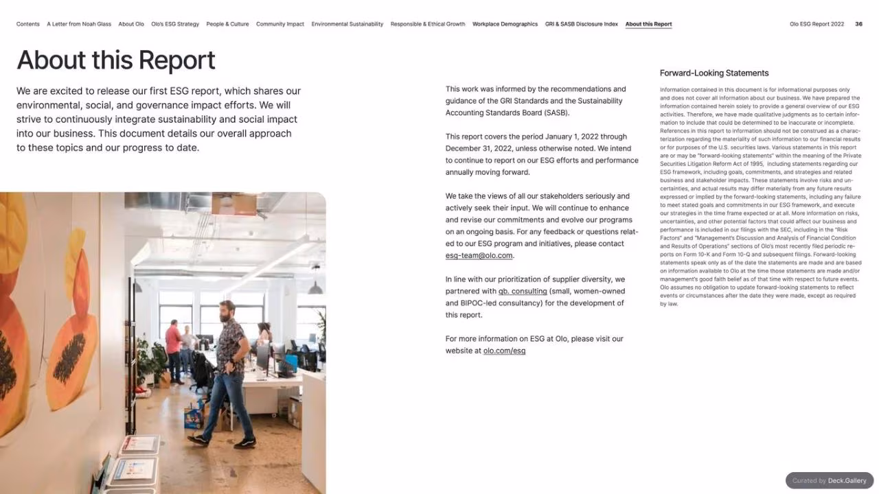 Olo ESG Report 2022, slide 36