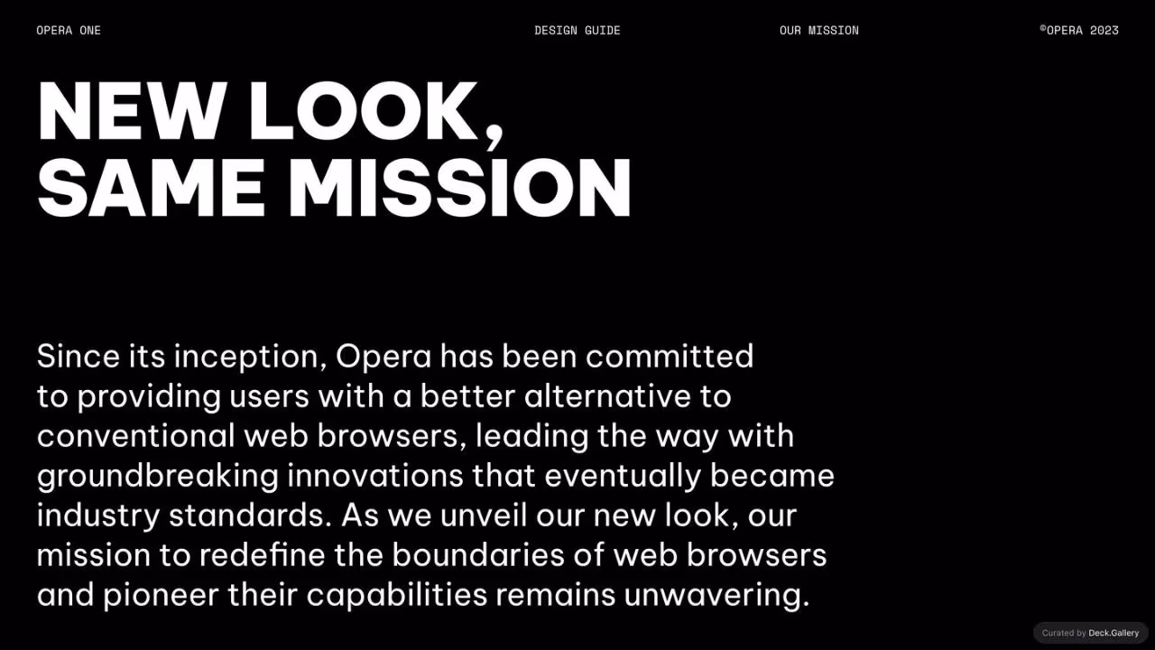 Opera One Design Guide 2023, slide 4
