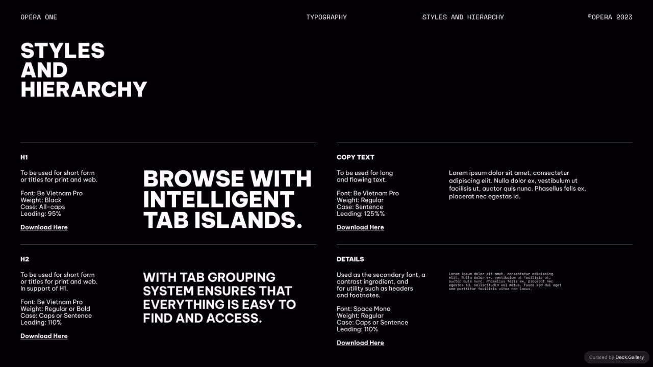 Opera One Design Guide 2023, slide 27