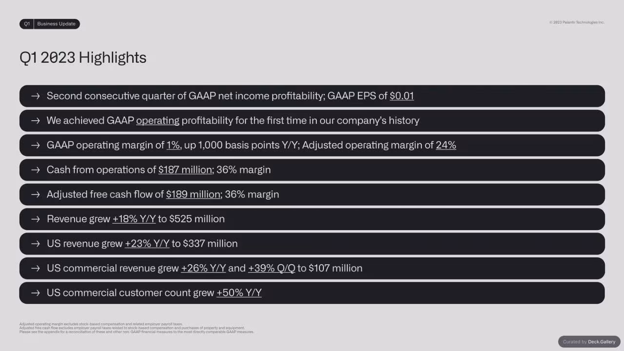 Palantir Q1 2023 Business Update, slide 3