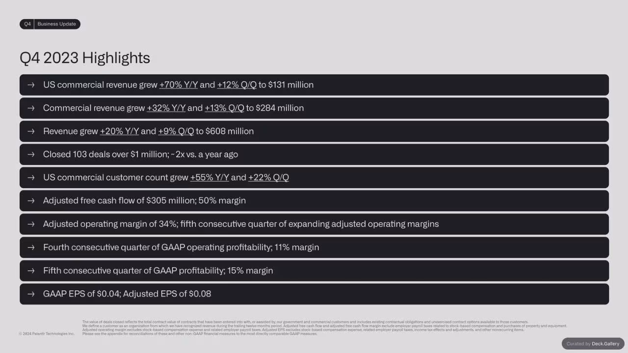 Palantir Q4 2023 Business Update, slide 3