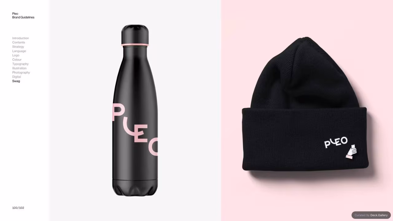 Pleo Brand Guidelines 2020, slide 100