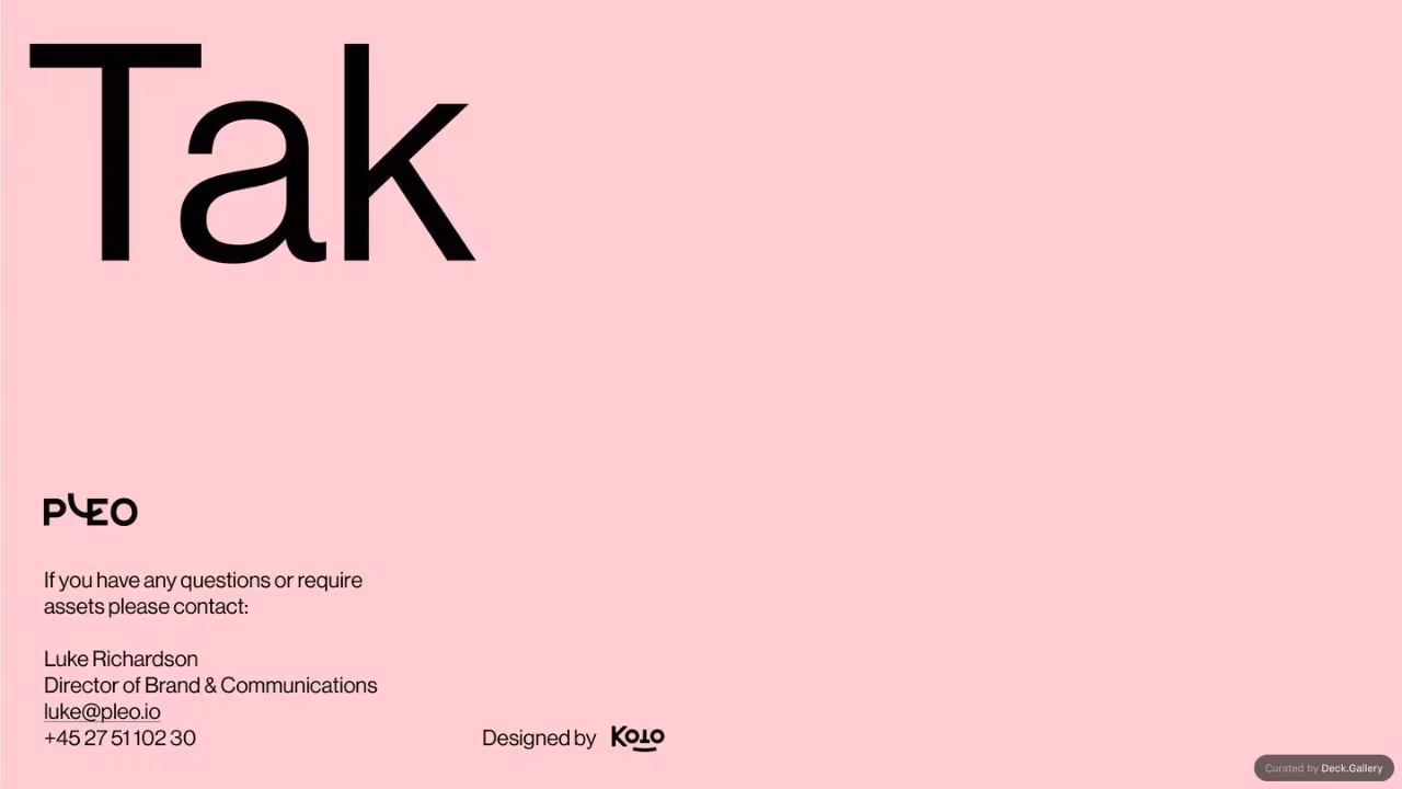 Pleo Brand Guidelines 2020, slide 102