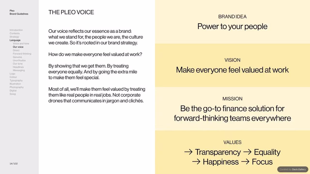 Pleo Brand Guidelines 2020, slide 14