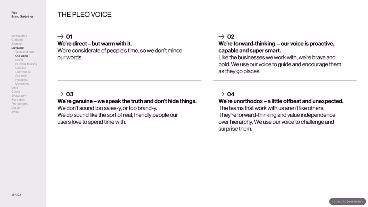 Pleo Brand Guidelines 2020, slide 15
