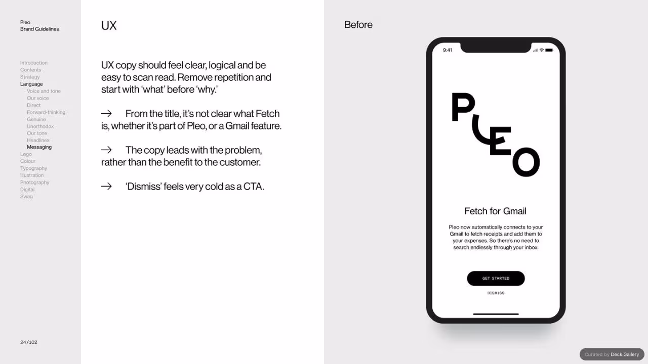 Pleo Brand Guidelines 2020, slide 24
