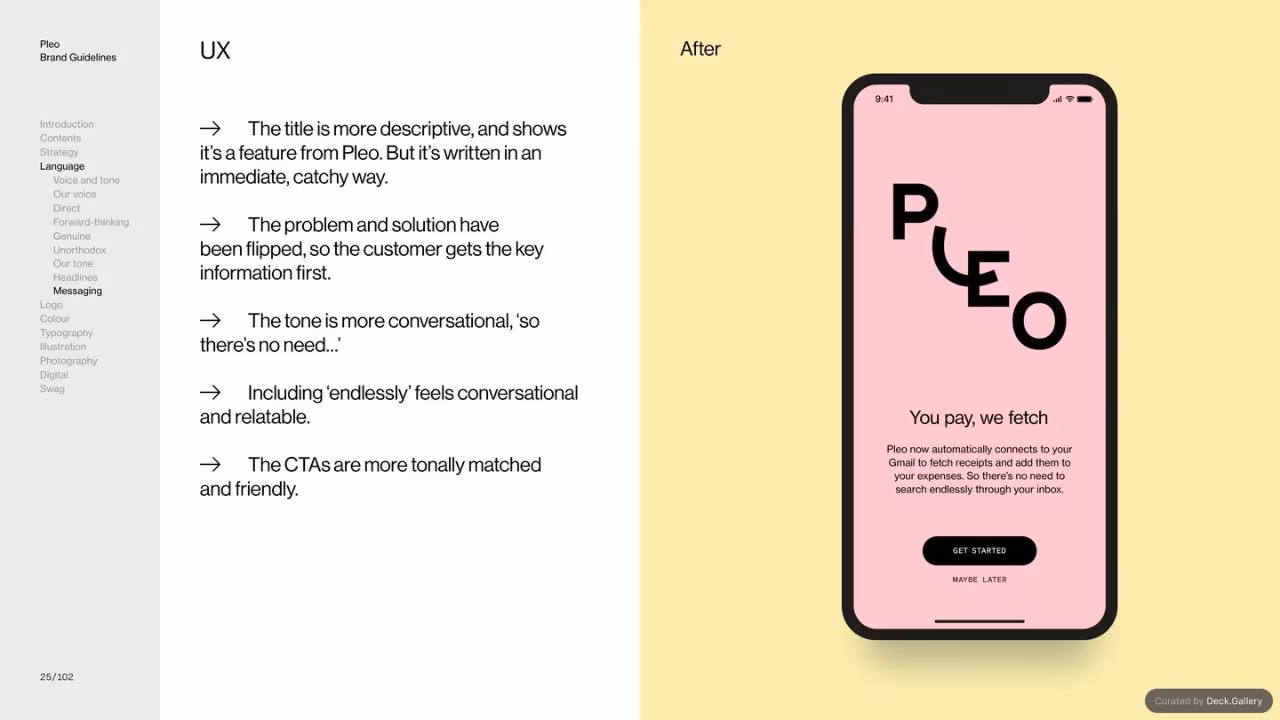 Pleo Brand Guidelines 2020, slide 25