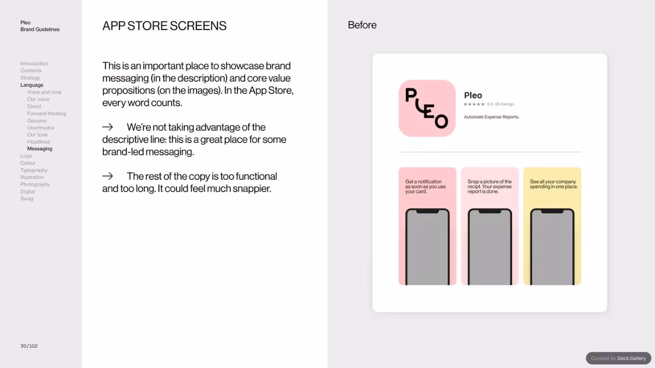 Pleo Brand Guidelines 2020, slide 30