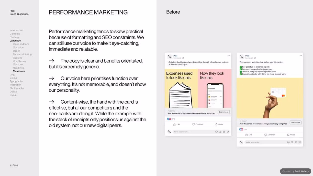 Pleo Brand Guidelines 2020, slide 32