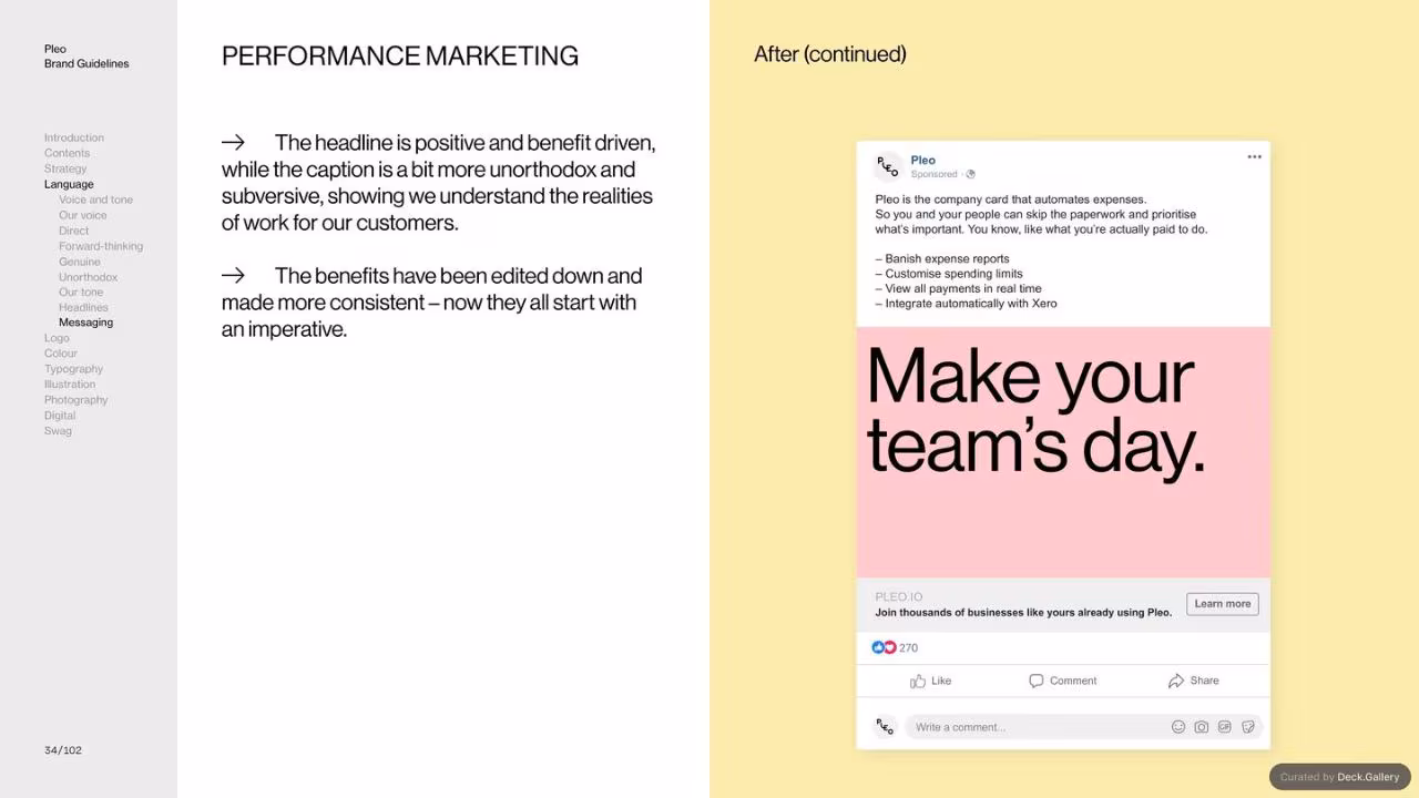 Pleo Brand Guidelines 2020, slide 34