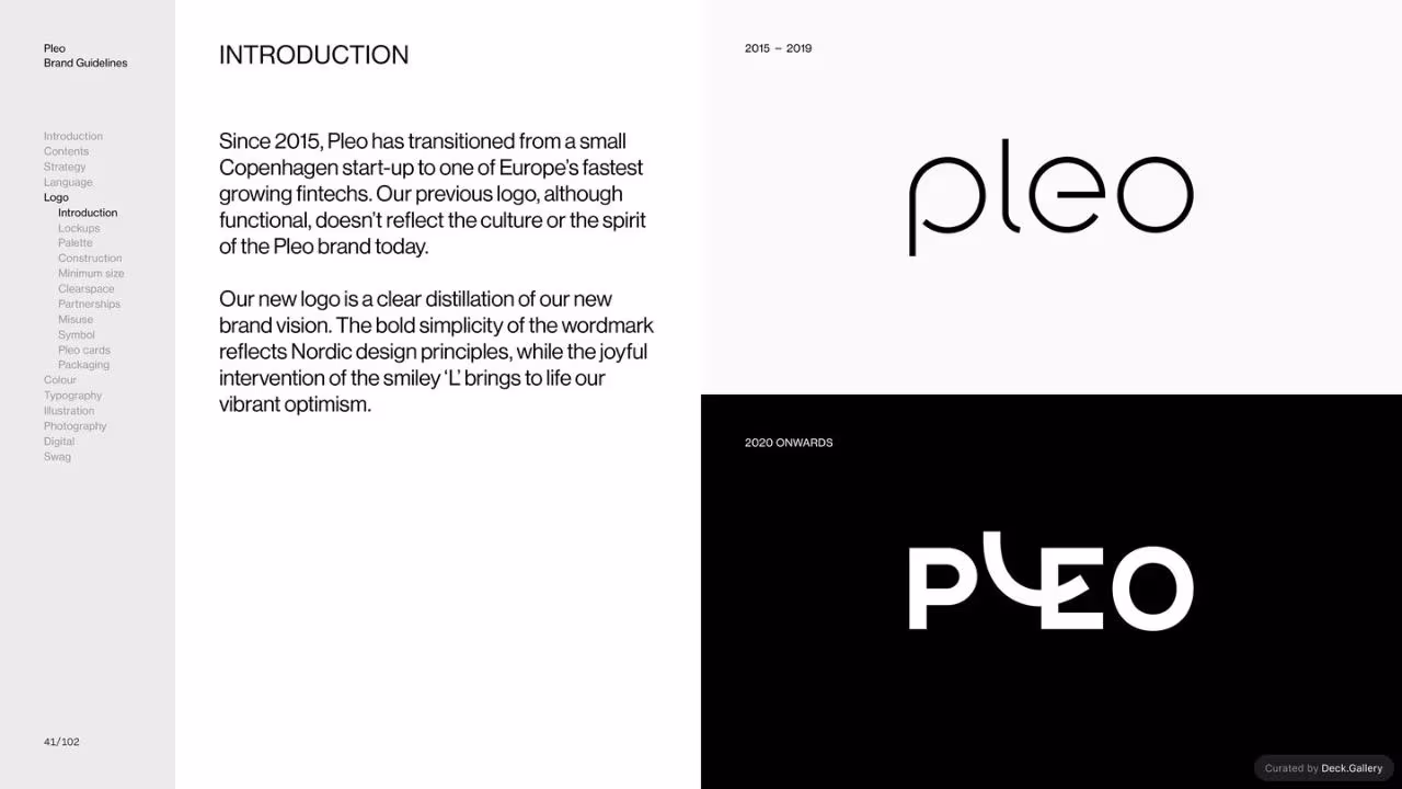 Pleo Brand Guidelines 2020, slide 41